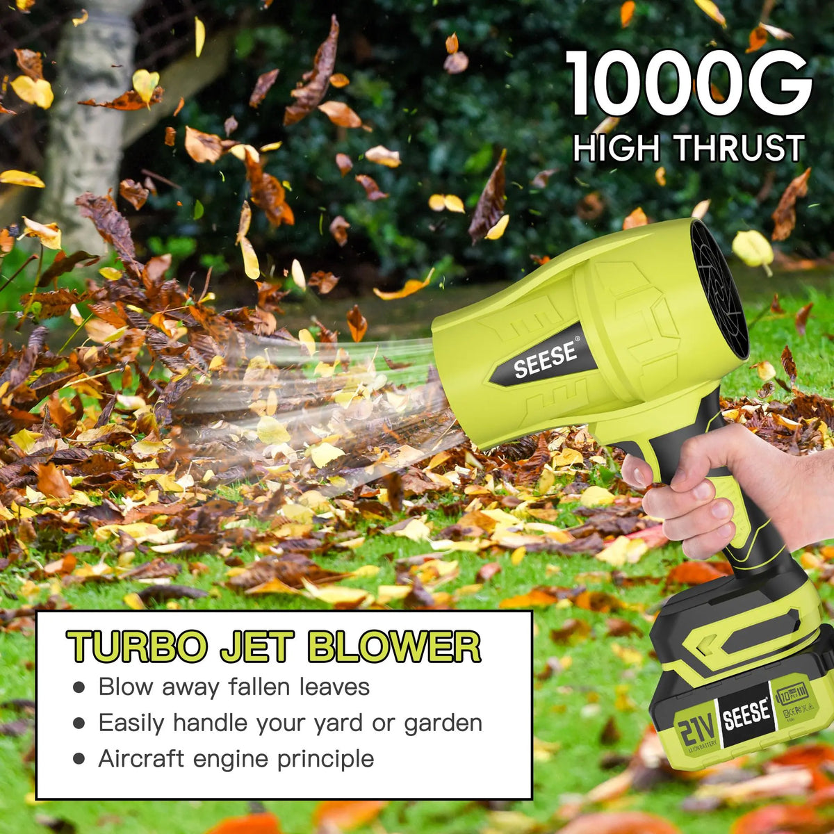 SEESE 21V Cordless Car Washing Combo: 1000 PSI Pressure Washer & Turbo Leaf Blower Kit for Ultimate Car Care, Patio & Garden Cleaning