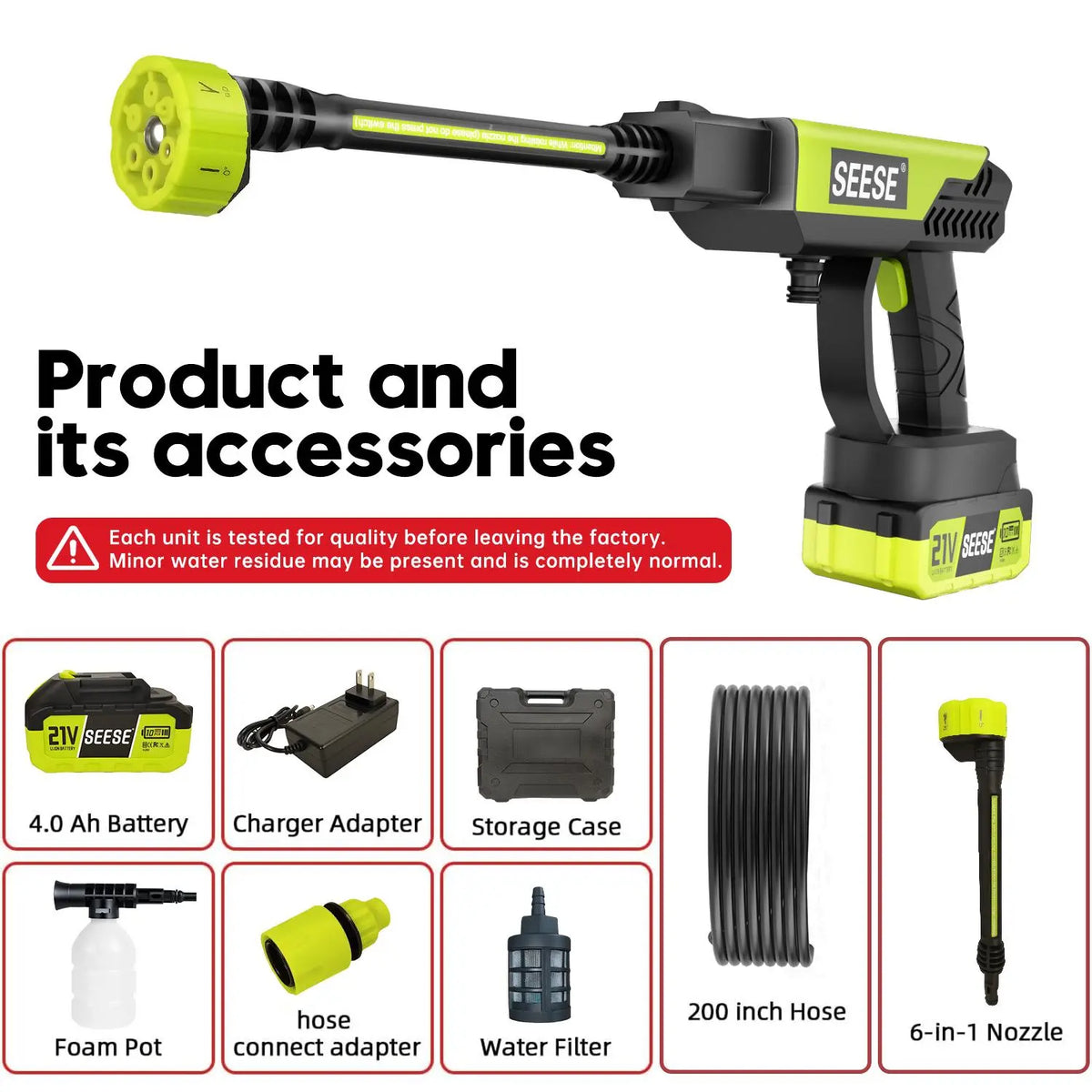 SEESE 21V Cordless Car Washing Combo: 1000 PSI Pressure Washer & Turbo Leaf Blower Kit for Ultimate Car Care, Patio & Garden Cleaning