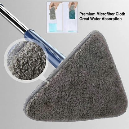 360° Triangular Spin Mop, 360° Rotatable Adjustable Cleaning Mop with 2 Mops (Blue)