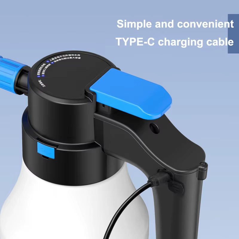 1.5L Car Electric Foam Spray Bottle Wireless Charging Pneumatic Sprayer Fast Foaming Bottle Car Wash Household Garden