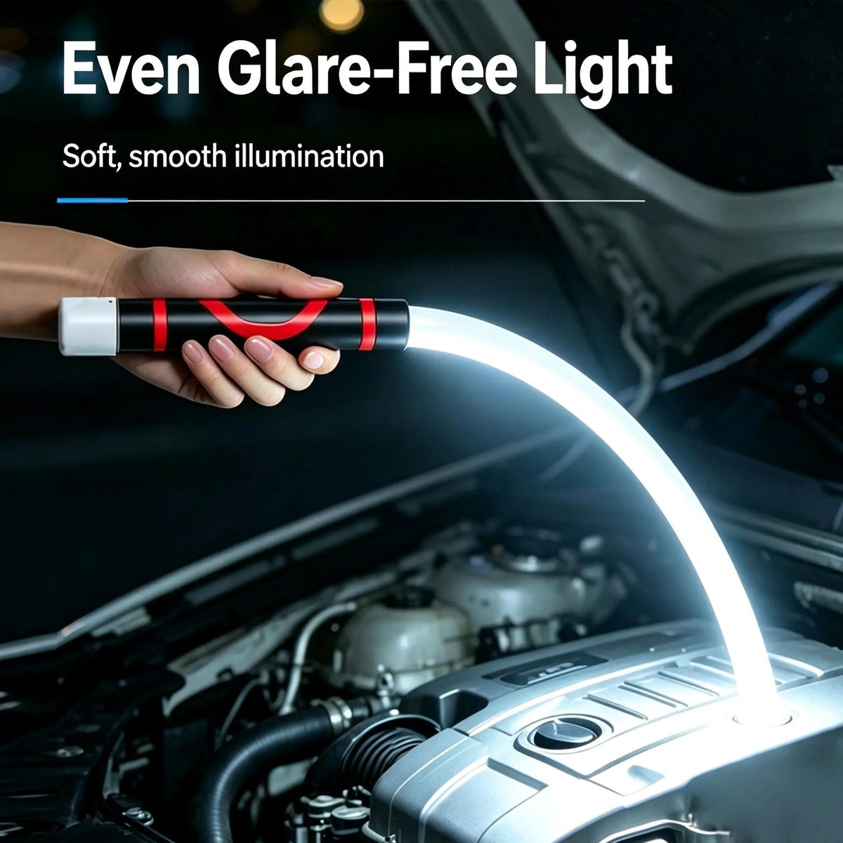 Bendable LED Flashlight Stick – 27" Flexible Rechargeable LED Work Light, High Lumen Hands-Free Inspection Light for Car Repair, under Hood, Garage, Mechanic, DIY, Camping & Emergency Roadside
