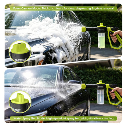 SEESE Car Wash Foam Gun, Foam Cannon for Garden Hose with High Pressure Nozzle & 3 Spray Modes - Suitable for Washing Cars, Trucks, Suvs, Motorcycles, Rvs
