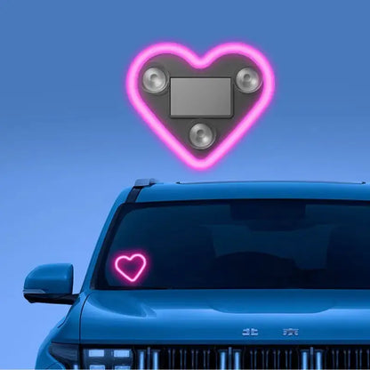 Joytutus Solar-Powered Wireless LED Neon Car Atmosphere Lamp - Triangular Heart Shape C-Pillar Interior Lighting, Eco-Friendly Modern Auto Accessory, Girly Car Accessory, Girly Car Accessorieshalloween-Appropriate Gift