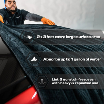 BLACKLINE® Twisted-Loop Microfiber Towel for Cars - 24”X36”, 1300 GSM Premium Weave, Soft Scratch-Safe Cloth, Durable Absorbent Cloth, Post-Wash Dry, Car Detailing Products, Vehicle Accessory for Large Vehicles
