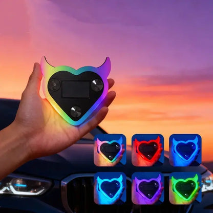 Joytutus Solar-Powered Wireless LED Neon Car Atmosphere Lamp - Triangular Heart Shape C-Pillar Interior Lighting, Eco-Friendly Modern Auto Accessory, Girly Car Accessory, Girly Car Accessorieshalloween-Appropriate Gift