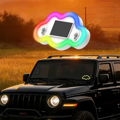 Joytutus Solar-Powered Wireless LED Neon Car Atmosphere Lamp - Triangular Heart Shape C-Pillar Interior Lighting, Eco-Friendly Modern Auto Accessory, Girly Car Accessory, Girly Car Accessorieshalloween-Appropriate Gift