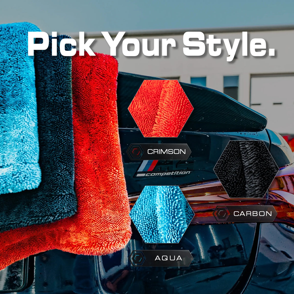 BLACKLINE® Twisted-Loop Microfiber Towel for Cars - 24”X36”, 1300 GSM Premium Weave, Soft Scratch-Safe Cloth, Durable Absorbent Cloth, Post-Wash Dry, Car Detailing Products, Vehicle Accessory for Large Vehicles