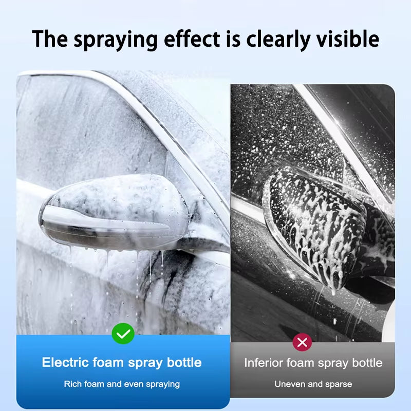 1.5L Car Electric Foam Spray Bottle Wireless Charging Pneumatic Sprayer Fast Foaming Bottle Car Wash Household Garden