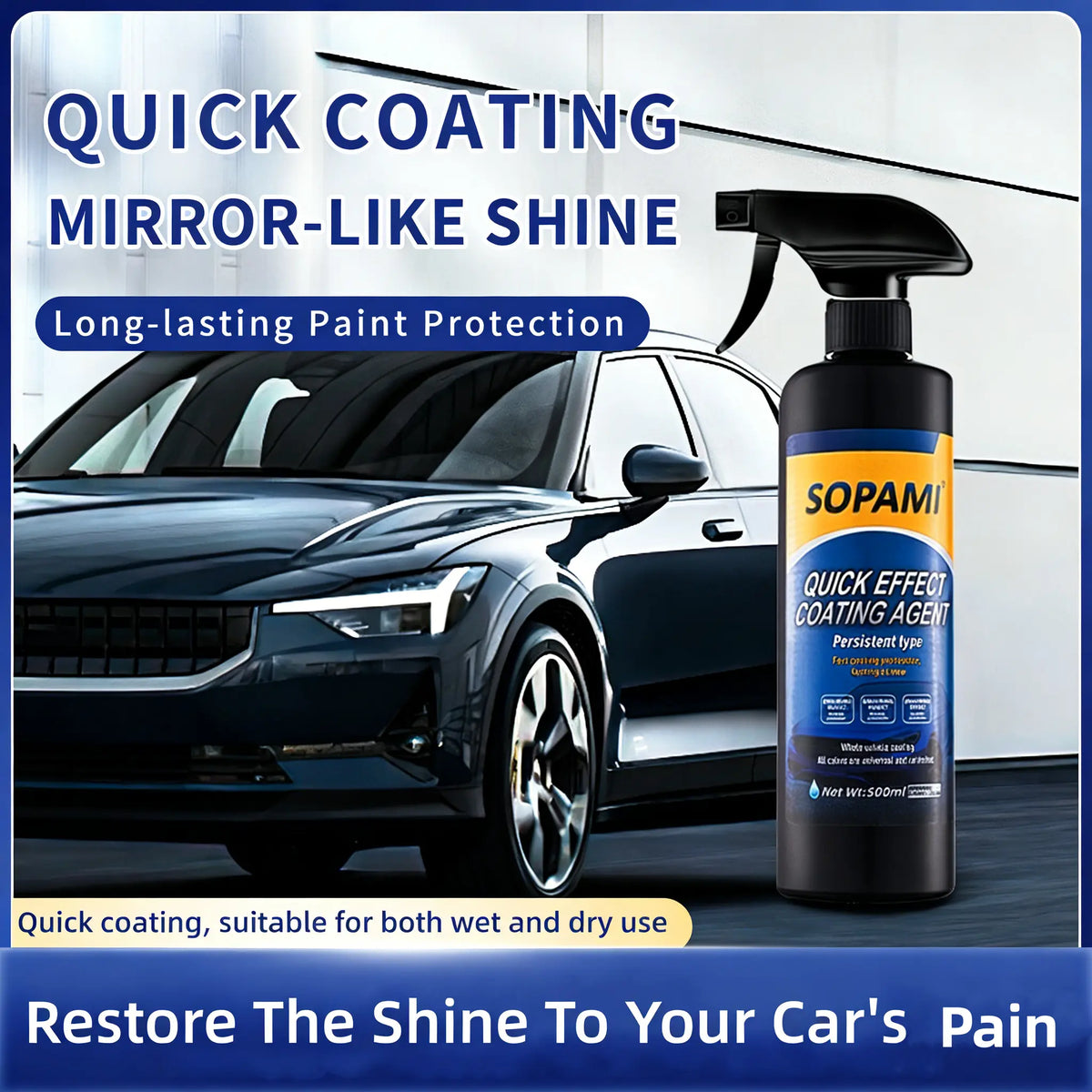 SOPAMI Automotive Protective Coating Spray - DIY Car Care Liquid for Cars, Dust-Proof, Glaze Finish, Long-Lasting Shine, Paint Restoration, Washing Maintenance Solution with Lasting Paint Coat