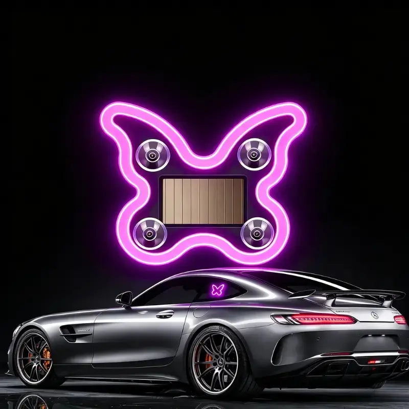 Joytutus Solar-Powered Wireless LED Neon Car Atmosphere Lamp - Triangular Heart Shape C-Pillar Interior Lighting, Eco-Friendly Modern Auto Accessory, Girly Car Accessory, Girly Car Accessorieshalloween-Appropriate Gift