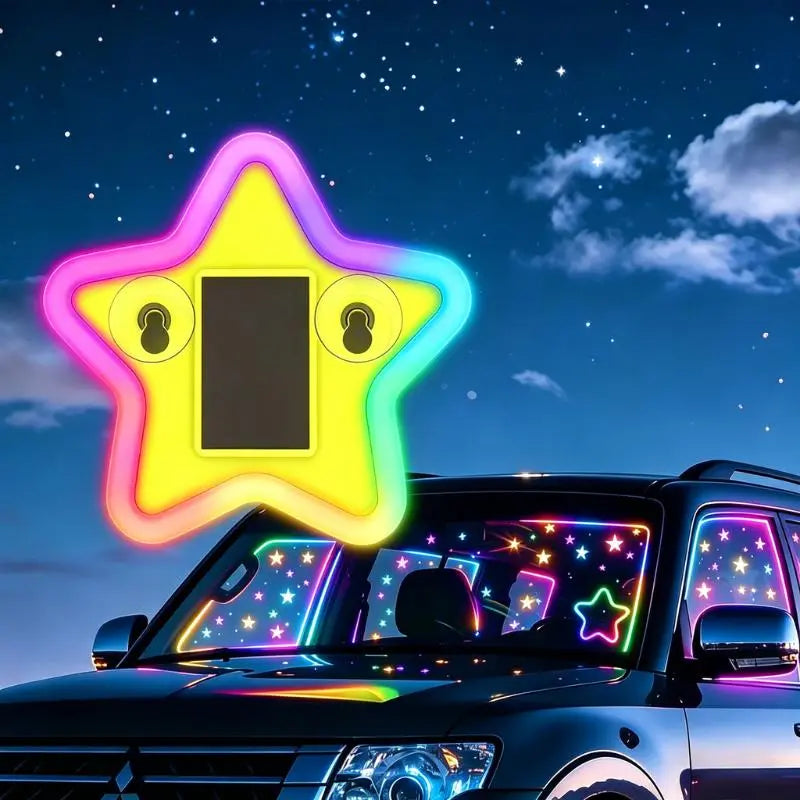 Joytutus Solar-Powered Wireless LED Neon Car Atmosphere Lamp - Triangular Heart Shape C-Pillar Interior Lighting, Eco-Friendly Modern Auto Accessory, Girly Car Accessory, Girly Car Accessorieshalloween-Appropriate Gift