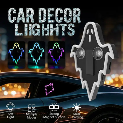 Joytutus Solar-Powered Wireless LED Neon Car Atmosphere Lamp - Triangular Heart Shape C-Pillar Interior Lighting, Eco-Friendly Modern Auto Accessory, Girly Car Accessory, Girly Car Accessorieshalloween-Appropriate Gift