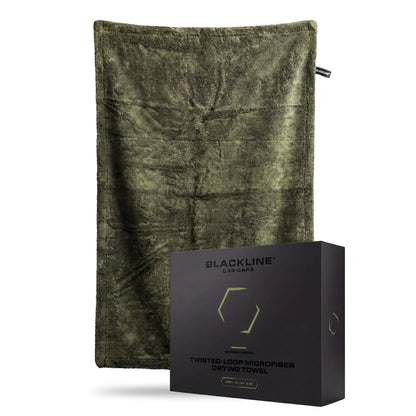 BLACKLINE® Twisted-Loop Microfiber Towel for Cars - 24”X36”, 1300 GSM Premium Weave, Soft Scratch-Safe Cloth, Durable Absorbent Cloth, Post-Wash Dry, Car Detailing Products, Vehicle Accessory for Large Vehicles