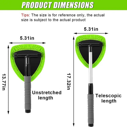 9PCS Car Window Cleaner Kit Extendable Handle Windshield Cleaning Tool with 6 Reusable Microfiber Pads with Air Vent Brush & Empty Spray Bottle