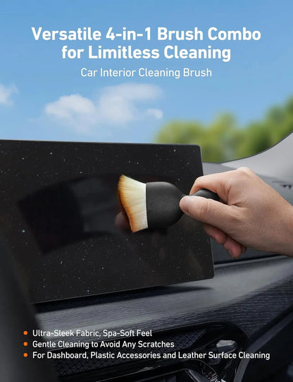 Astroai 21" Extra-Long Windshield Cleaner Tool, Car Interior Detailing Cleaning Kit with Extendable Handle and 4 Upgraded Reusable Microfiber Pads, Auto Glass Wiper Brush Kit for Cars, Blue,Car Accessories