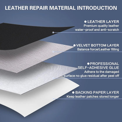 Universal Leather Repair Patch Kit - Self-Adhesive 50X137Cm 1Mm Waterproof Seal Scratch-Resistant Tape, Advanced Adhesive Technology, Instant Fix Solution, Residue-Free Replacement, Fits Sofas & Chairs, Car Seats, Indoor Safe Automotive Accessory