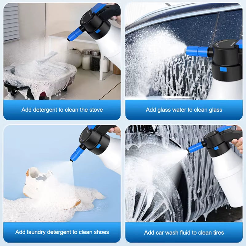 1.5L Car Electric Foam Spray Bottle Wireless Charging Pneumatic Sprayer Fast Foaming Bottle Car Wash Household Garden