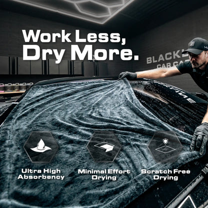 BLACKLINE® Twisted-Loop Microfiber Towel for Cars - 24”X36”, 1300 GSM Premium Weave, Soft Scratch-Safe Cloth, Durable Absorbent Cloth, Post-Wash Dry, Car Detailing Products, Vehicle Accessory for Large Vehicles
