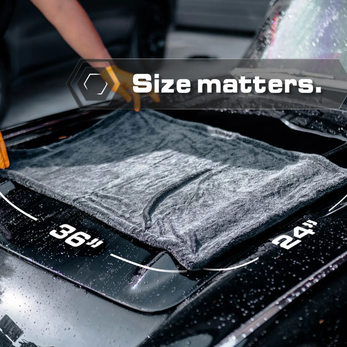BLACKLINE® Twisted-Loop Microfiber Towel for Cars - 24”X36”, 1300 GSM Premium Weave, Soft Scratch-Safe Cloth, Durable Absorbent Cloth, Post-Wash Dry, Car Detailing Products, Vehicle Accessory for Large Vehicles