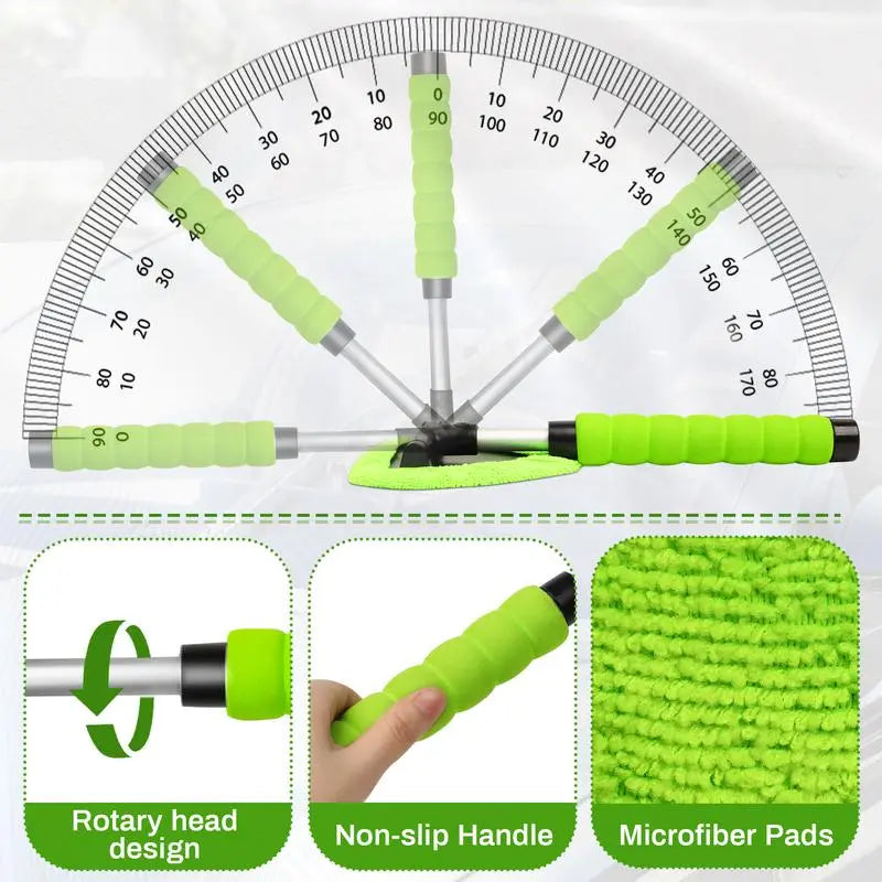 Windshield Cleaning Tool and Extendable Handle,Car Window Cleaner with Microfiber Pads,Auto Glass Cleaning Tool for Interior Windshield, Automotive Cleaning Accessories Car Detailing Products Summerwins,Car Accessories Air Vent Brush