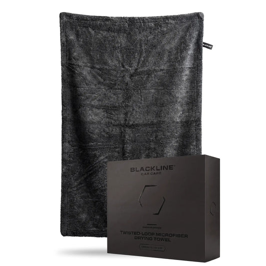 BLACKLINE® Twisted-Loop Microfiber Towel for Cars - 24”X36”, 1300 GSM Premium Weave, Soft Scratch-Safe Cloth, Durable Absorbent Cloth, Post-Wash Dry, Car Detailing Products, Vehicle Accessory for Large Vehicles