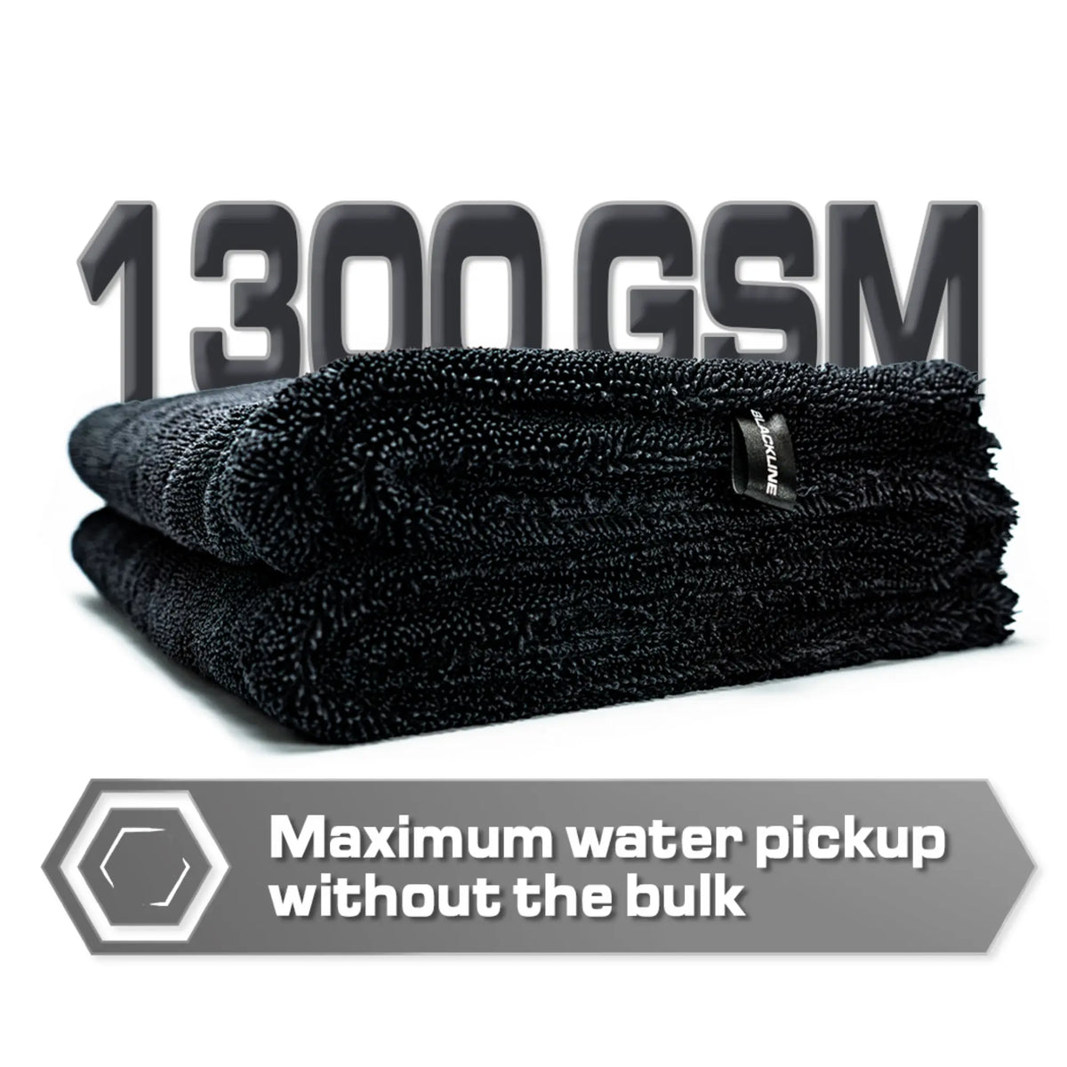 BLACKLINE® Twisted-Loop Microfiber Towel for Cars - 24”X36”, 1300 GSM Premium Weave, Soft Scratch-Safe Cloth, Durable Absorbent Cloth, Post-Wash Dry, Car Detailing Products, Vehicle Accessory for Large Vehicles