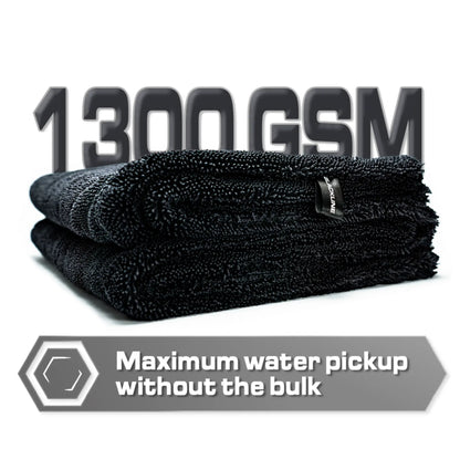 BLACKLINE® Twisted-Loop Microfiber Towel for Cars - 24”X36”, 1300 GSM Premium Weave, Soft Scratch-Safe Cloth, Durable Absorbent Cloth, Post-Wash Dry, Car Detailing Products, Vehicle Accessory for Large Vehicles