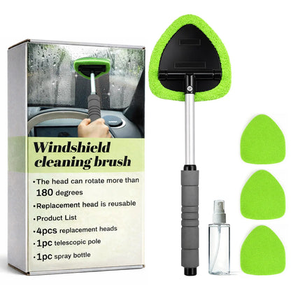 Windshield Cleaning Tool and Extendable Handle,Car Window Cleaner with Microfiber Pads,Auto Glass Cleaning Tool for Interior Windshield, Automotive Cleaning Accessories Car Detailing Products Summerwins,Car Accessories Air Vent Brush