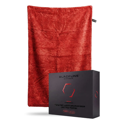 BLACKLINE® Twisted-Loop Microfiber Towel for Cars - 24”X36”, 1300 GSM Premium Weave, Soft Scratch-Safe Cloth, Durable Absorbent Cloth, Post-Wash Dry, Car Detailing Products, Vehicle Accessory for Large Vehicles