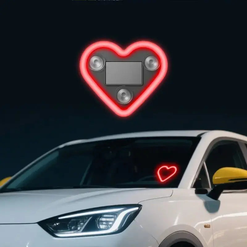 Joytutus Solar-Powered Wireless LED Neon Car Atmosphere Lamp - Triangular Heart Shape C-Pillar Interior Lighting, Eco-Friendly Modern Auto Accessory, Girly Car Accessory, Girly Car Accessorieshalloween-Appropriate Gift