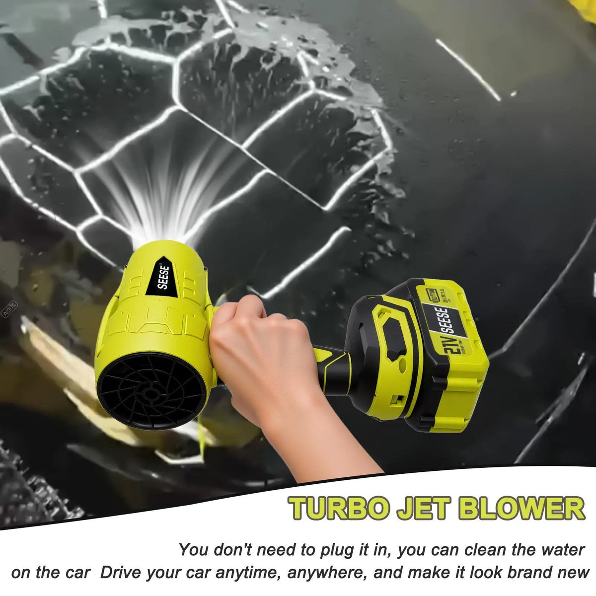 SEESE 21V Cordless Car Washing Combo: 1000 PSI Pressure Washer & Turbo Leaf Blower Kit for Ultimate Car Care, Patio & Garden Cleaning