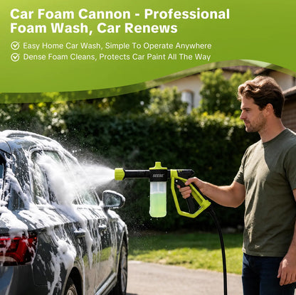 SEESE Car Wash Foam Gun, Foam Cannon for Garden Hose with High Pressure Nozzle & 3 Spray Modes - Suitable for Washing Cars, Trucks, Suvs, Motorcycles, Rvs