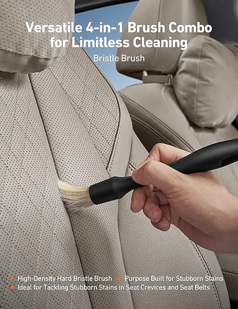 Astroai 21" Extra-Long Windshield Cleaner Tool, Car Interior Detailing Cleaning Kit with Extendable Handle and 4 Upgraded Reusable Microfiber Pads, Auto Glass Wiper Brush Kit for Cars, Blue,Car Accessories